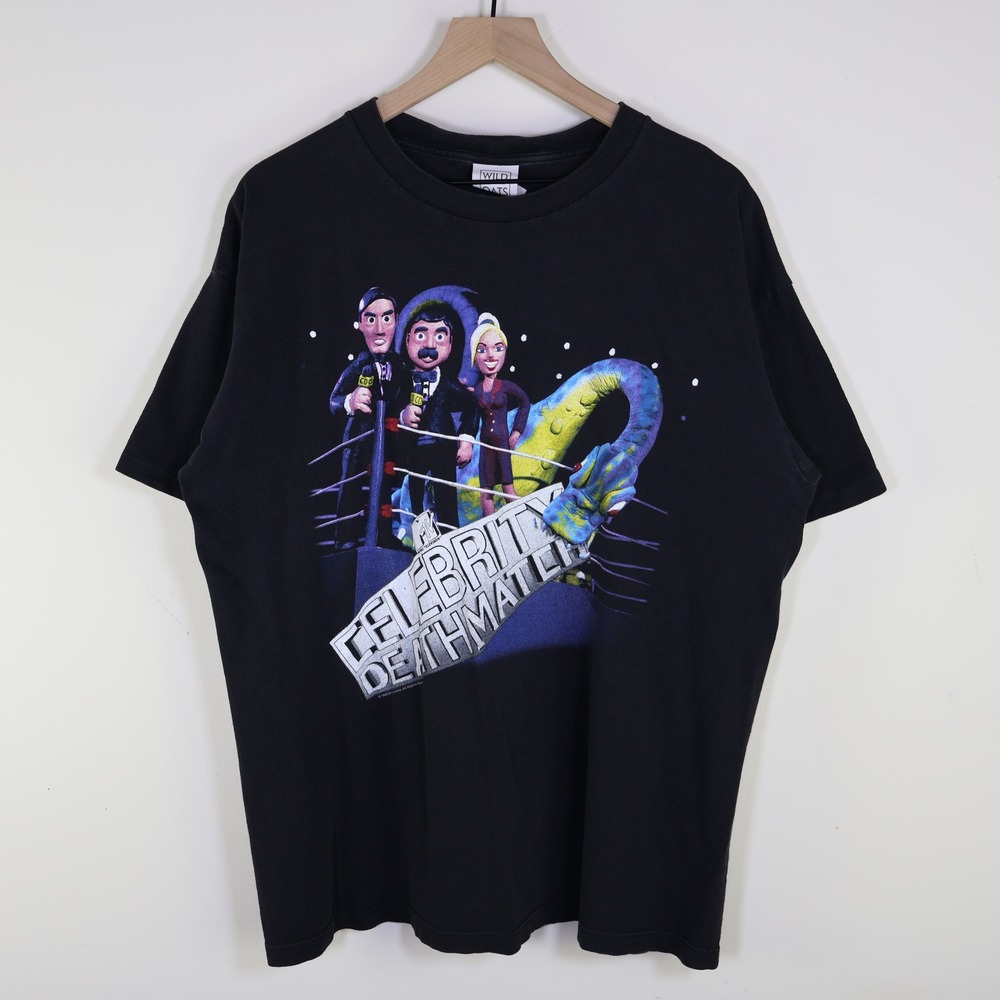 Vintage 1998 MTV Celebrity Deathmatch T-Shirt Wild Oats XL‎ Black Made in USA